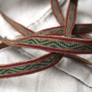 Tablet woven linen trim, Viking trim,  Anglo-Saxon trim, tablet weave, tablet weaving border, medieval clothes, Viking clothes, A33b