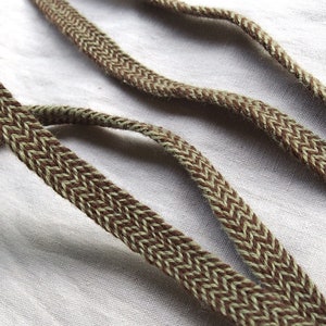Tablet woven trim for Viking reenactment, wool, tablet weaving, card woven band, woven braid, Brettchenborte, early medieval garment