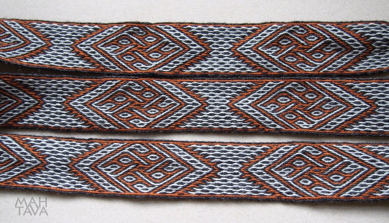 Tablet woven belt, card woven belt, dragonhead motif, viking belt, medieval belt, Brettchenborte, tablet weaving, tablet weave, pattern D40 image 8