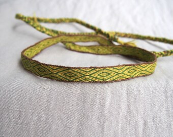 Linen headband - tablet woven, card woven braid, medieval reenactment, tablet weaving, viking headband, hand woven headband