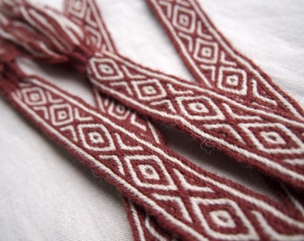 Tablet woven trim, card woven viking trim, tablet weaving, tablet weave, woven braid, brettchenborte, viking tunic,viking dress, pattern T06