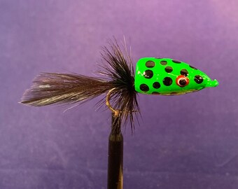 Size 6 Hand Carved Wood Diver Sneaky Pete (Green/ Black) Flies for Fly Fishing