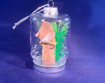 Fly Fishing Underwater Fly Scene Christmas Ornament - Streamers (Black Ghost Atlantic Salmon Streamer Fly)