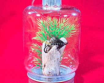 Fly Fishing Underwater Fly Scene Christmas Ornament - Streamers (Green Brahan Atlantic Salmon Streamer Fly)
