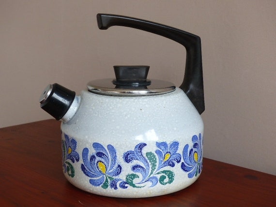 Enamel Tea Kettle Vintage French Kitchen 70s Design Etsy