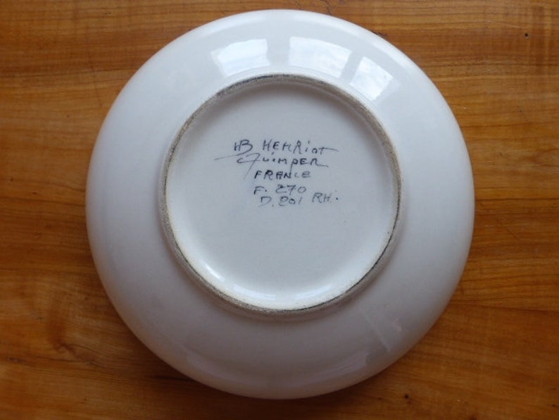 Quimper pottery. Bowl signed HB Henriot Quimper. Breton ...