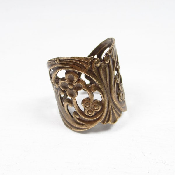 Ring FLORA Art Nouveau ring brass oxidized bronze, ring in Art Nouveau floral, floral pattern, vintage style, nostalgic, nostalgia