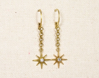 Earrings SPARKLE STARS gold-colored with star for Christmas or New Year's Eve