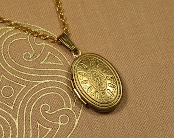 Necklace SUN MEDALLION medallion chain brass golden (2424)