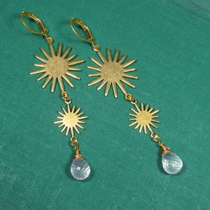 Earrings SUNSHINE Boho style with rose quartz (2231)