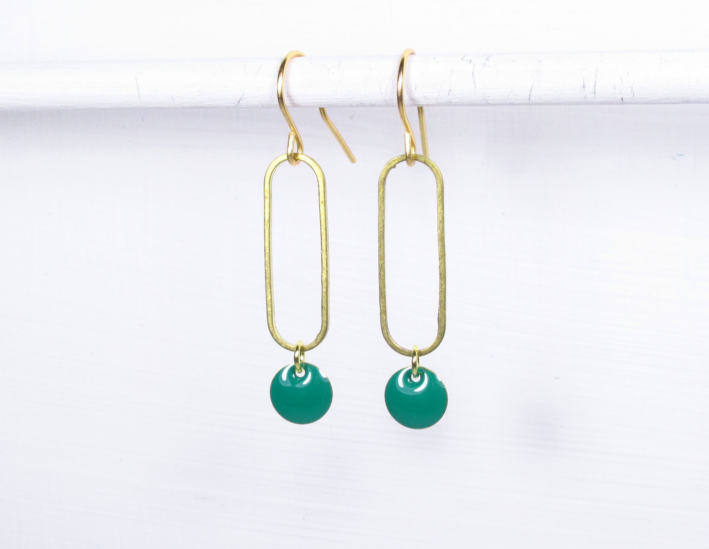 Hipster Colore Oro Circolari Orecchini, Irregolare Geometrico Orecchini con Smalto Verde