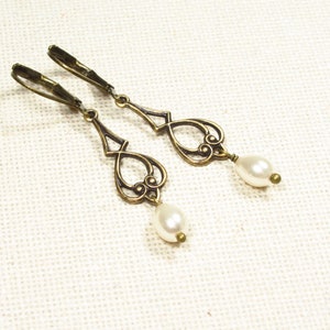 Boucles D'oreilles Longues Gouttes Noires Style Art Nouveau - Années 20, Femme