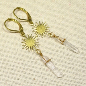 Earrings SUN CRYSTAL Boho style with rock crystal (2301)