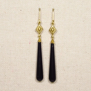 Pendientes estilo Art Déco BLACK PANTHER en negro y dorado (2125)