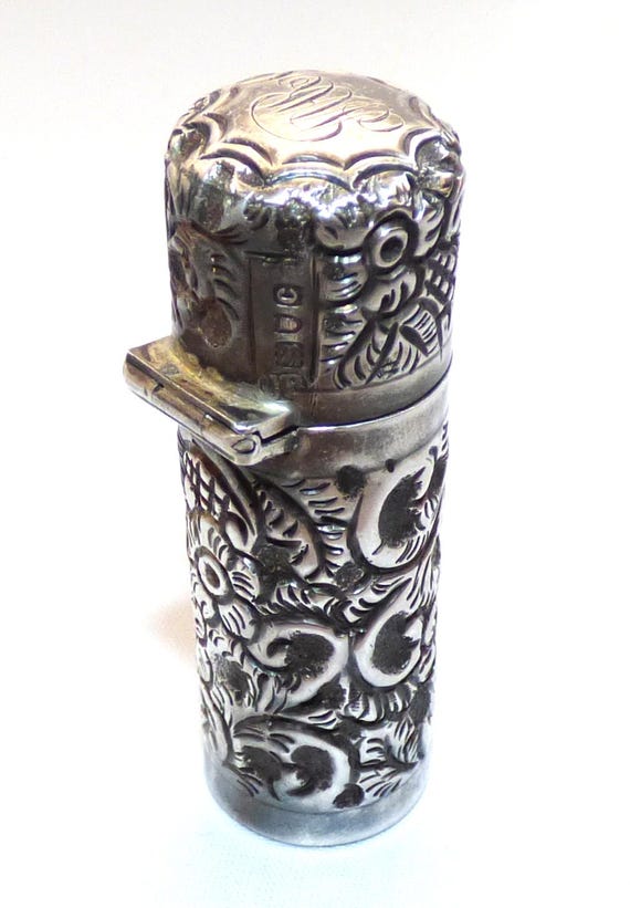 Antique Victorian Repousse Silver Cased Scent Bottle … - Gem
