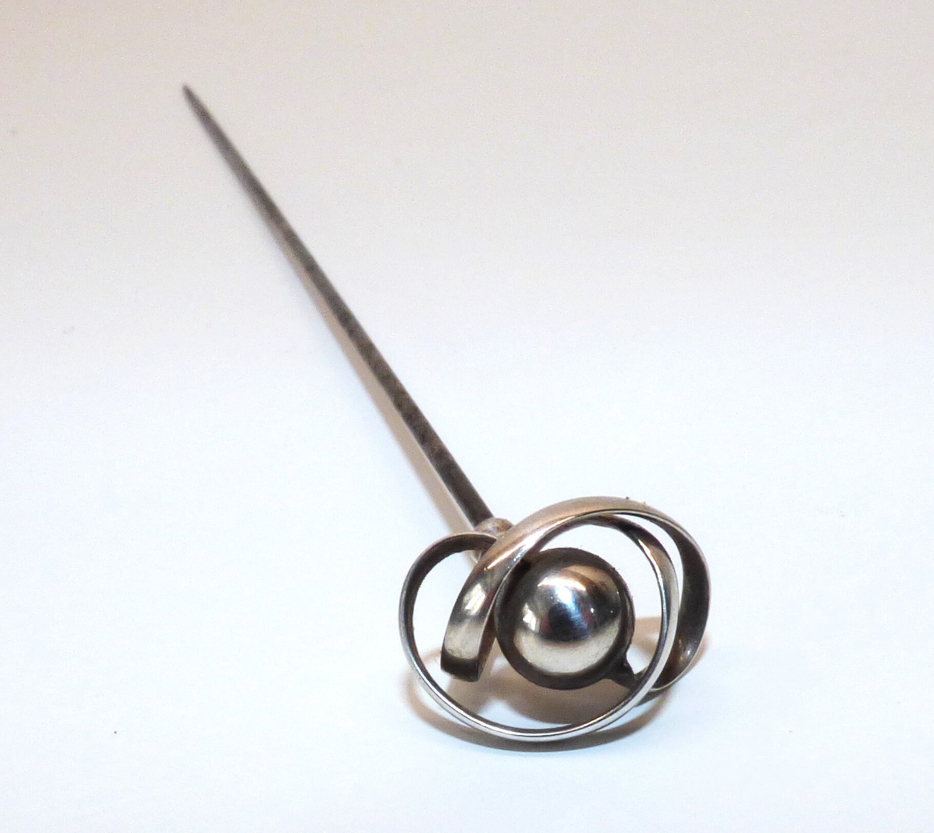 Antique Art Nouveau Sterling Silver Hat Pin: Charles Horner Infinity Knot