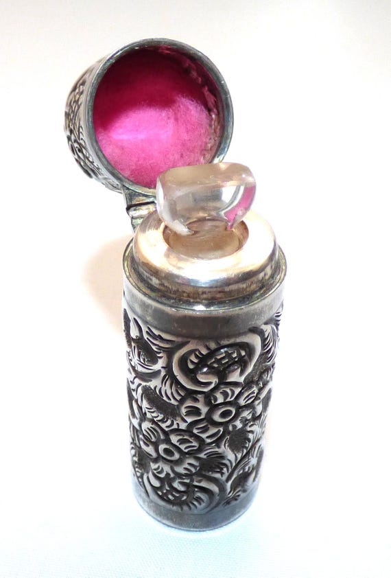 Antique Victorian Repousse Silver Cased Scent Bottle … - Gem
