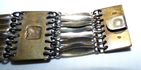 Vintage Taxco Solid Silver Panel Cuff Bracelet Or… - image 7