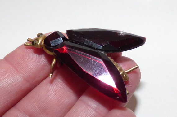 Rare Antique Victorian Red Vauxhall Glass Fly Broo