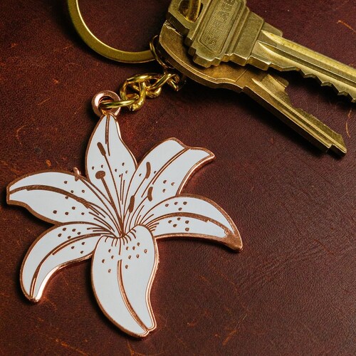Michelle Ranunculus Enamel Keychain Cute Flower Keychain Etsy