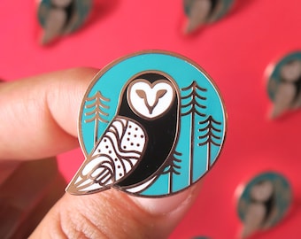 Barn Owl Copper Enamel Pin, Hard enamel pins, Needle Minder Climate Change pin, Political pin badge, Cute White owl Backpack pins