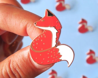 Red Fox Enamel pin, Anime enamel pin Needle Minder, Hard enamel pins, Wildlife Pin Badge, Cute Fox Lapel pin