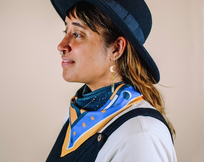 Cotton Constellation Bandana | Galaxy Star Scarf, Hand Drawn Design