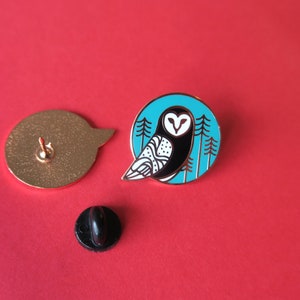 Barn Owl Copper Enamel Pin, Hard enamel pins, Needle Minder Climate Change pin, Political pin badge, Cute White owl Backpack pins image 4