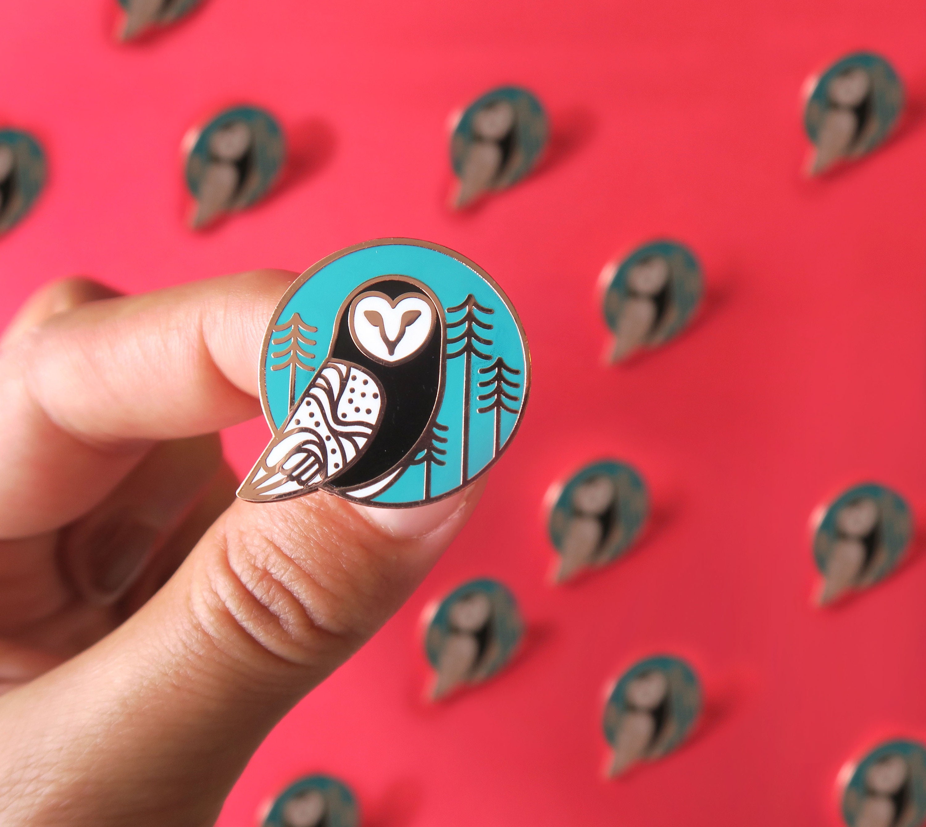 Barn Owl Copper Enamel Pin, Hard enamel pins, Needle Minder Climate Change pin, Political pin badge,