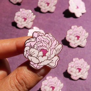 Peonies Enamel Pin / Peony Floral pin, botanical pin, plant pin