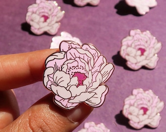 Peonies Enamel Pin / Peony Floral pin, botanical pin, plant pin