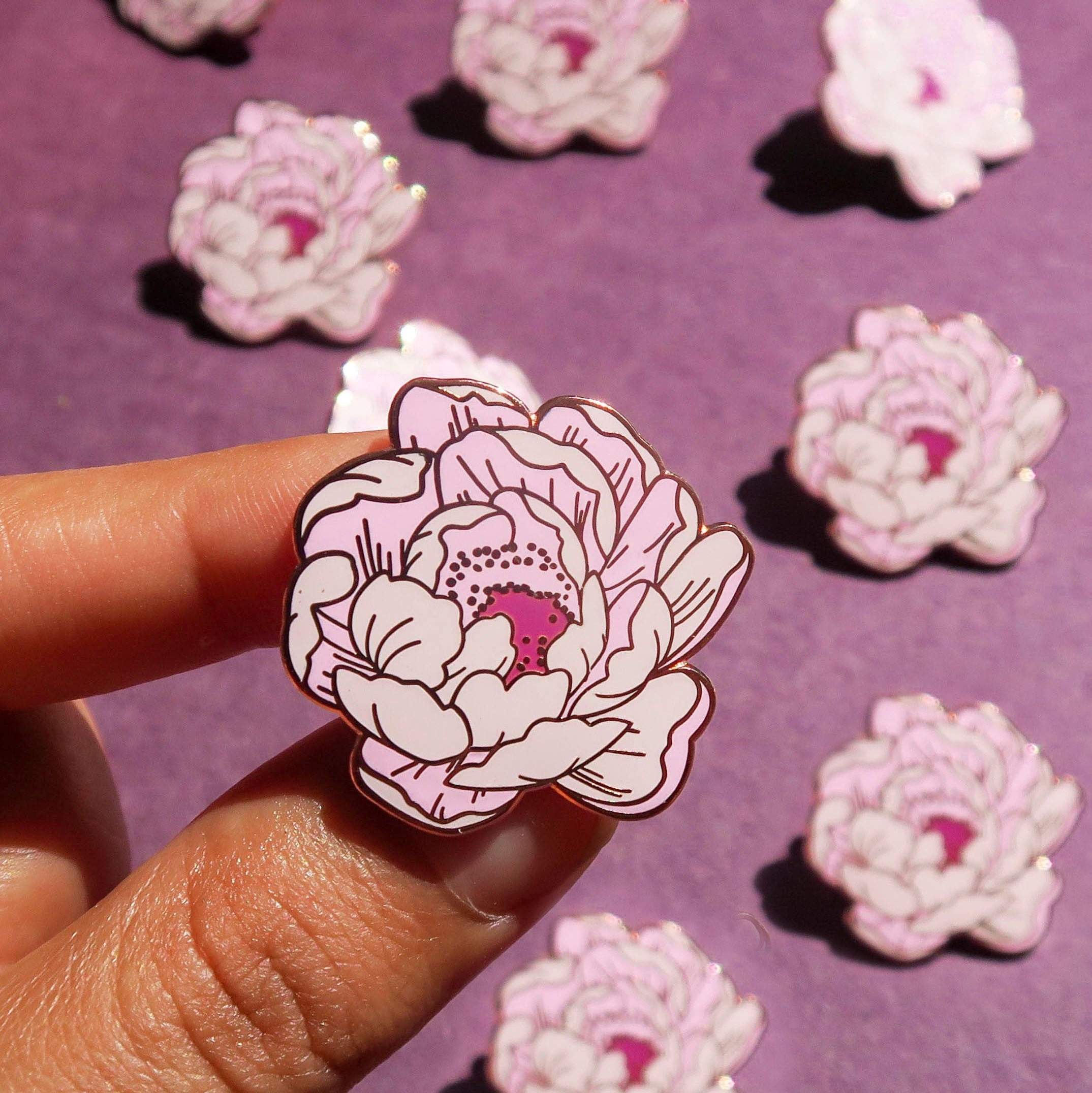 Peonies Enamel Pin / Peony Floral Pin Botanical Pin Plant - Etsy