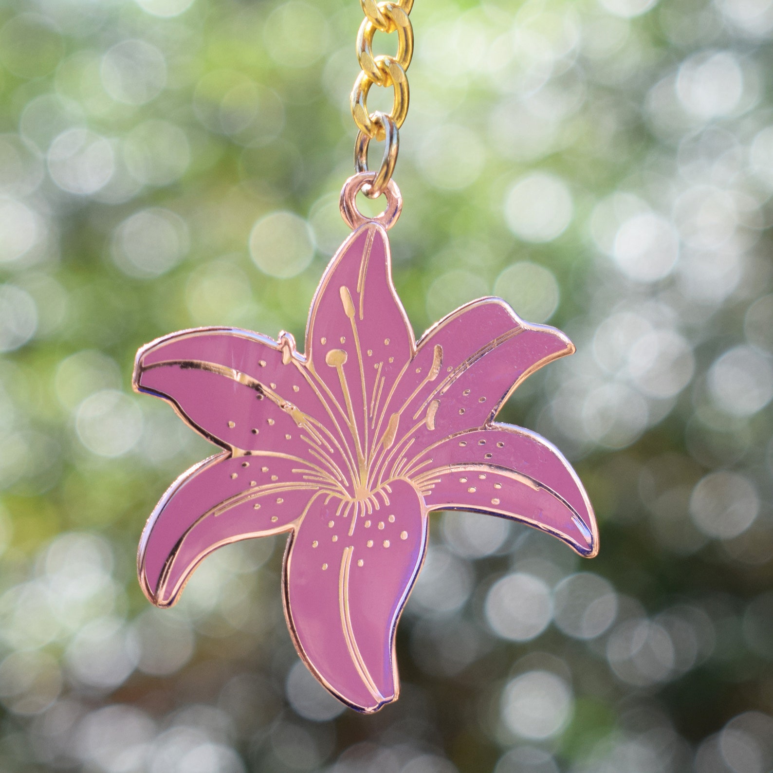 Dusty Pink Lily Enamel Keychain Handmade Keyring Gift Etsy