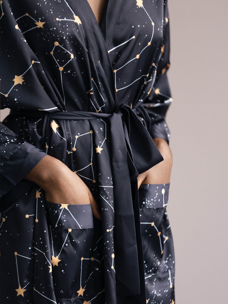 Our Constellation Kimono Robe made of sustainable recycled materials features our original hand-drawn prints. The perfect gift you can feel good about.