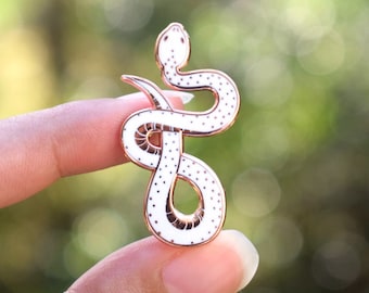 White snake enamel pin Needle Minder Gothic pin Animal pin Reptile pin Witchy pin Occult Snake gift Constellation art Constellation snake