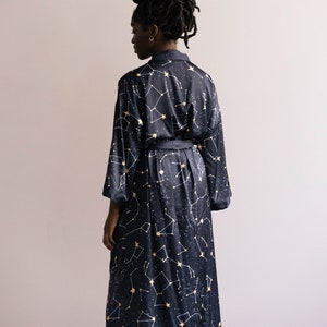 Our Constellation Kimono Robe made of sustainable recycled materials features our original hand-drawn prints. The perfect gift you can feel good about.