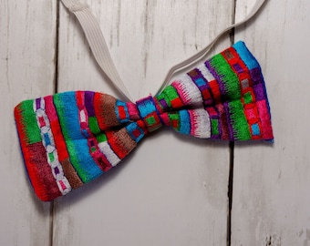 NEW! Bow Tie: Hand-embroidered - colourful - handmade - Madagascar