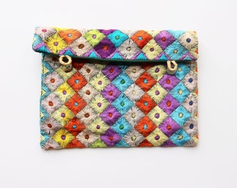 Make Up Bag: Handmade - Embroidered - Purse, Make Up Bag - Madagascar - Colourful - African - Artisan-made