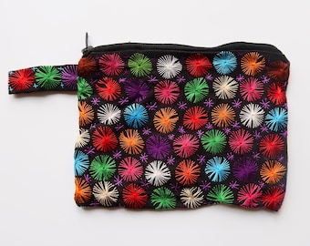 Make Up Bag: Handmade - Embroidered - Purse, Make Up Bag - Madagascar - Colourful - African - Artisan-made