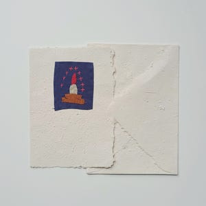 Cartão de felicitações: Motivo bordado à mão - Artesanal - Madagascar - Africano - Cartão de ocasião - Costurado - Arte têxtil
