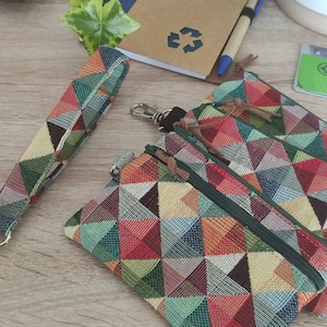 Monedero con cremallera, llavero con billetera de tarjeta