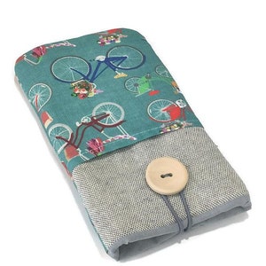 Bicycle phone case, Cellphone Pouch pocket, protective phone case, Phone Pouch bicycle fabric, Fabric phone Case, Teen Gift