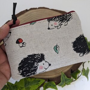 Monedero de erizo, monedero pequeño con cremallera, monedero pequeño, monedero bohemio con cremallera, monedero retro vegano minimalista