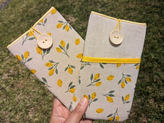 Lemon Fabric Phone Case Padded Cell Phone Sleeve With Pocket Phone Pouch for Women Cell Phone Bag Purse Etsy Canada