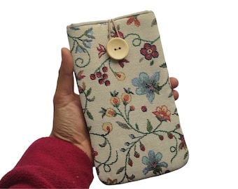 Floral Phone Pouch, Fabric Phone Case, Cell Phone Cover