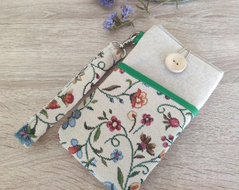 Floral Phone Pouch wristlet Galaxy S22 Ultra 5G, Galaxy S21 FE sleeve, Galaxy Z flip4 cover, Galaxy Z Fold 4 pouch, Galaxy A33 5G case