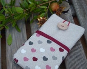 LG G4 bolsa / funda Lg G3 / LG G Flex caso LG L90 bolsa / corazones de tela caso LG - bolsa del teléfono celular - lino funda bolsillos