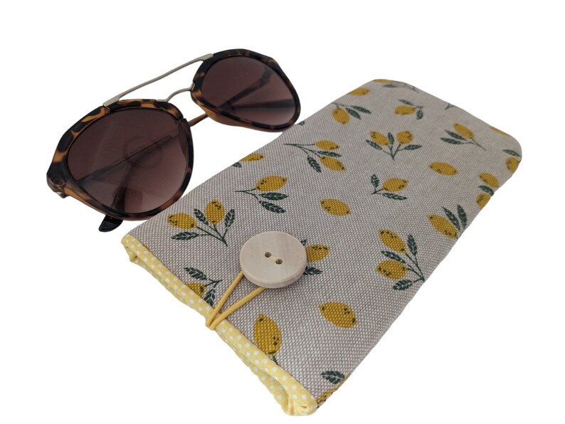 Étui à lunettes de soleil Porte-monnaie souple et zippé, cadeau de fête des mères, cadeaux pour maman, ensemble joyeux anniversaire, cadeau de Noël pour elle Citrons image 6