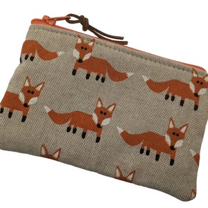 Foxes Coin Purse with Zipper, Card Holder, Womans Wallet fox, earbuds Pouch foxes