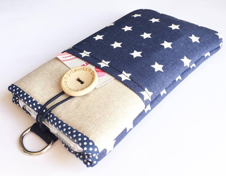 Fabric phone case Lanyard, Stars Fabric phone sleeve Lanyard, Padded Phone sleeve with pocket, Phone sleeve for women, cell phone neck bag image 4